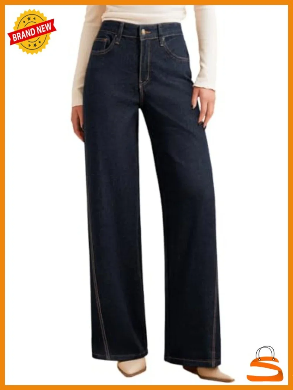 Baggy Wide Leg Jeans High Waisted Straight Leg Spring Denim Pants